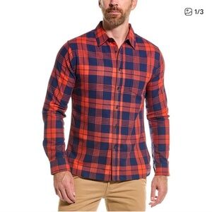 NWT M.Singer Vineyard Ranger Blue and Red Plaid Button Down Shirt Size Small